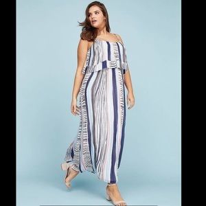 SOLD Lane Bryant Striped Teared Pleated Maxi Dress